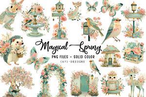 Magical Spring Garden Clipart, an Illustration by CreationArt