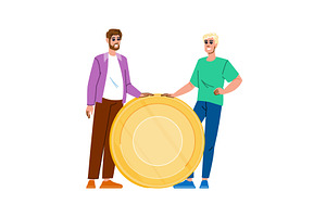 Two businessmen holding huge gold, a Finance Illustration by pikepicture
