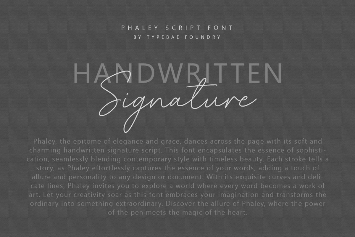 Phaley Signature Script Font, a Script Font by Typebae (Photo 2 of 8)