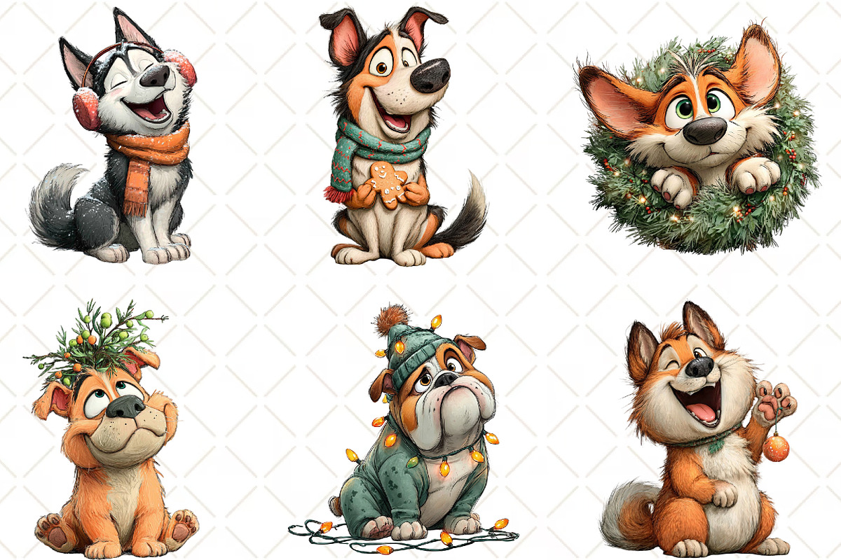 Quirky Christmas Dog Clipart, an Illustration by Black Bird Studio (Photo 4 of 6)