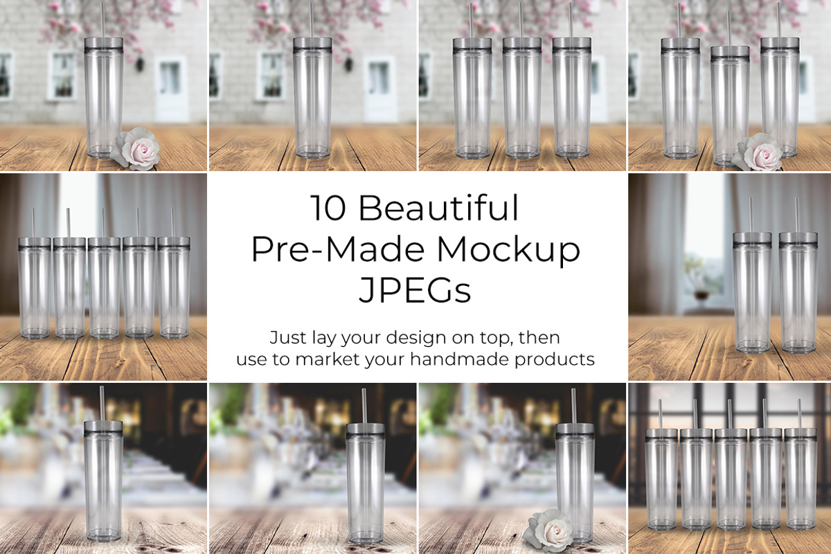 Wedding Skinny Acrylic Tumbler 10 pk, a Cups & Container Mockup by SarahDesign (Photo 2 of 2)