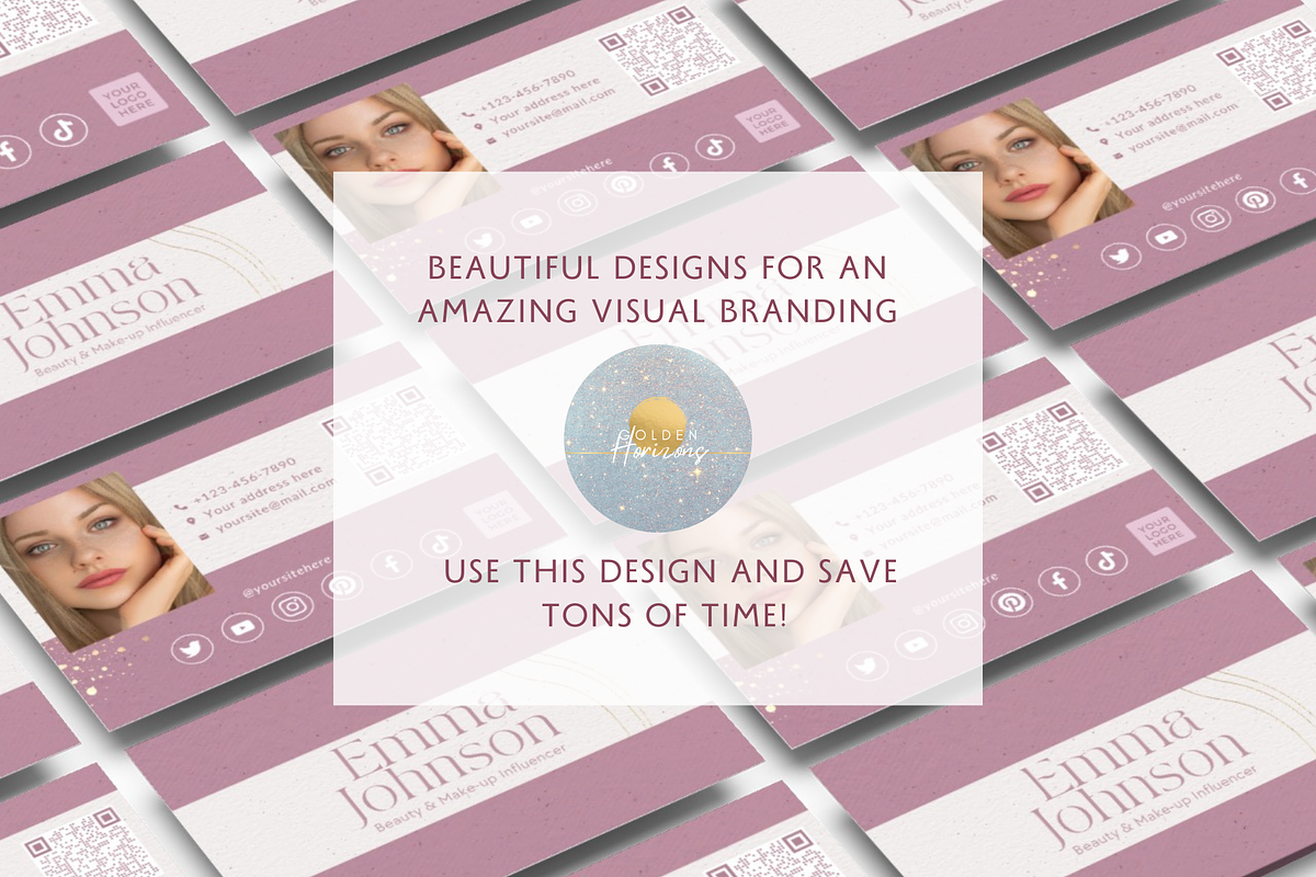 Beauty Influencer Business Card Kit, a Business Card Template by Golden Horizons Studio (Photo 10 of 10)