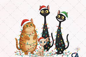 Funny Christmas Cats Sublimation Png, an Illustration by Creative Art