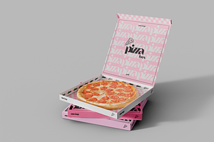 Stacked Cardboard Pizza Box Mockup