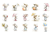 Summer Mouse Watercolor Clipart, an Animal Illustration by Nicolle's Colorful Art (Thumbnail 2 of 4)