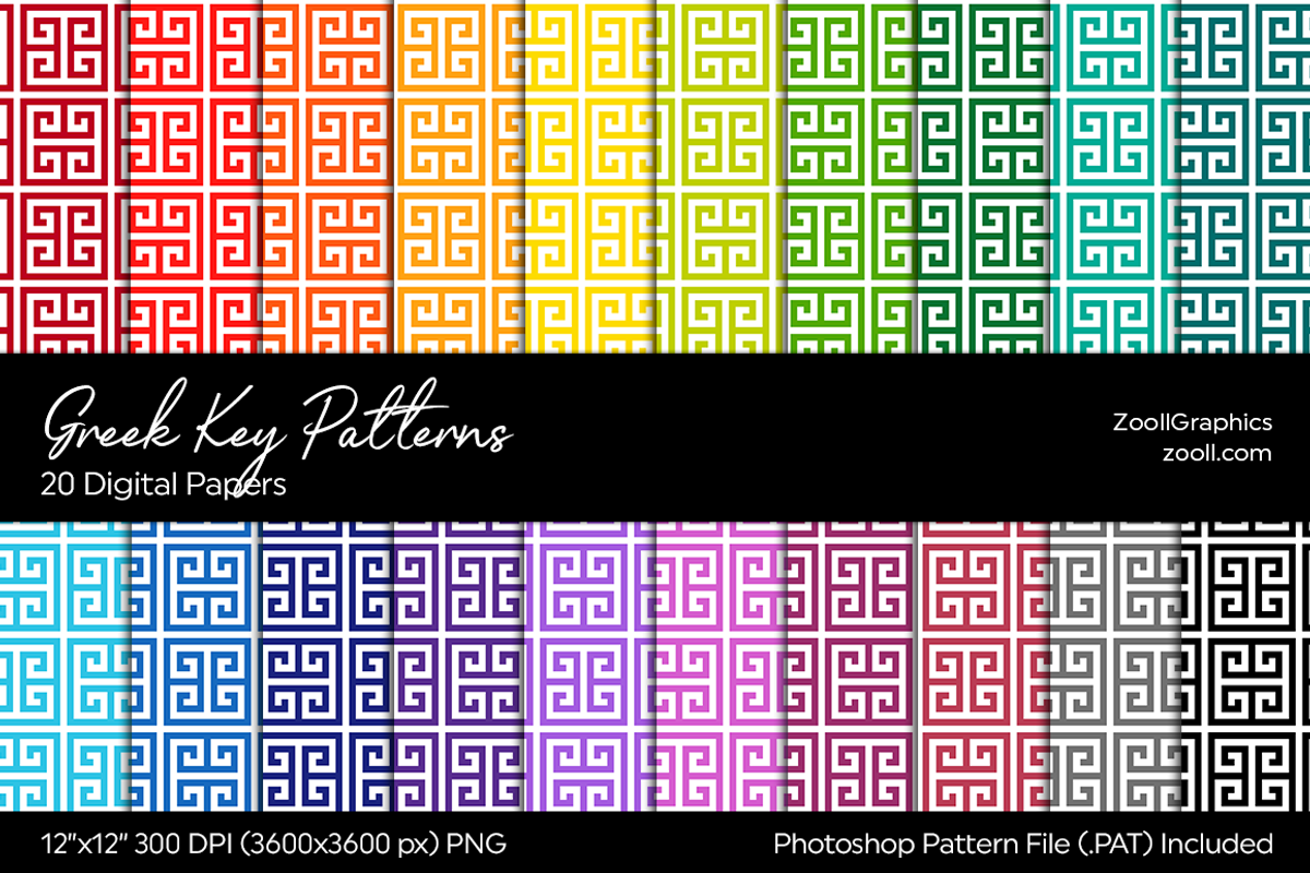 Greek Key Digital Papers, a Pattern Graphic by ZoollGraphics