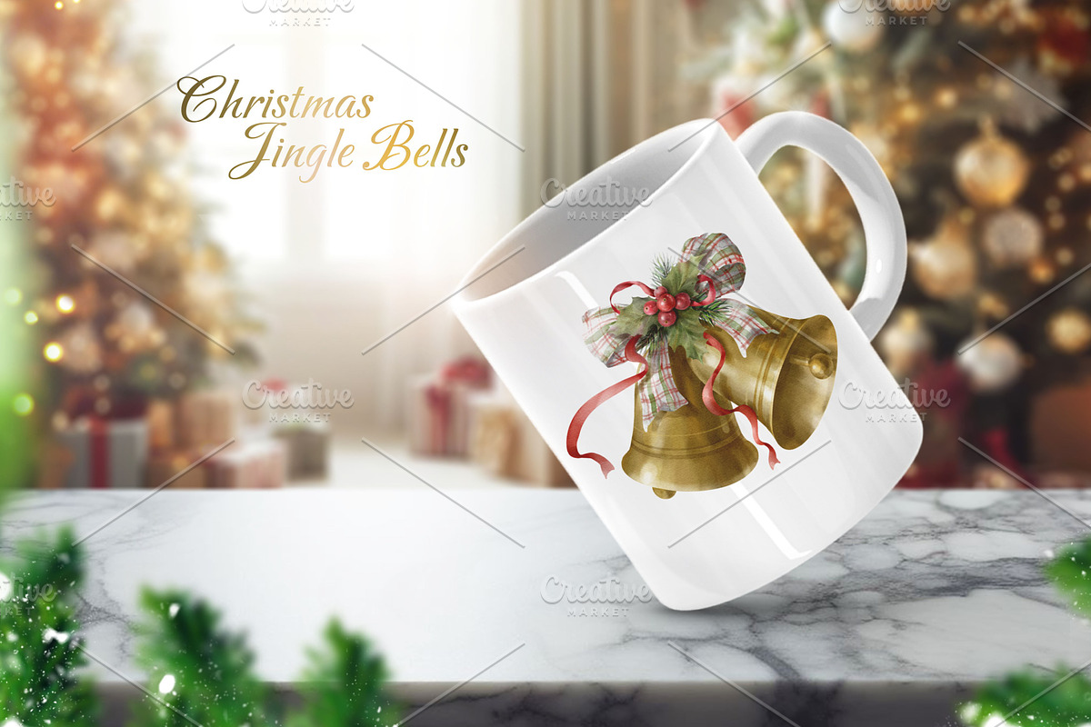 Watercolor Christmas Bells Clipart., a Decorative Illustration by VetaDesign (Photo 6 of 9)