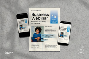 White Modern Startup Webinar Flyer, a Flyer Template by Neermana