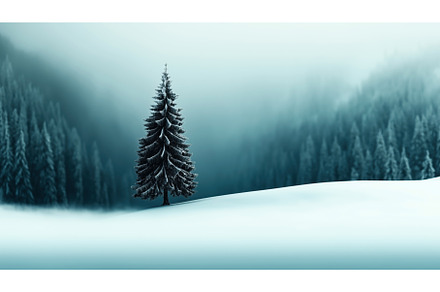 Solitary evergreen tree in a snowy, a Nature Photo by Sergey Kotenev