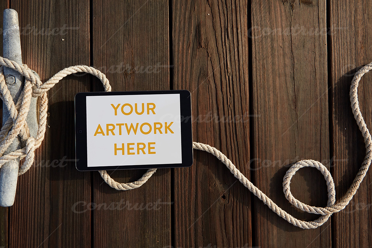 Nautical Dock Anchor iPad Mini PSD, a Device Mockup by Construct Supply Co.