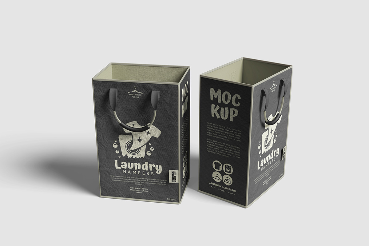 Laundry Hamper Mockup For Branding, an Advertising Mockup by bimockup (Photo 6 of 6)