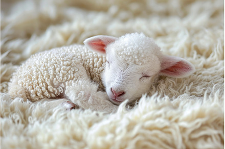 Fluffy Adorable newborn lamb, an Animal Photo by Ylivdesign