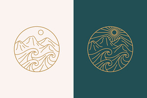Mountain Wave Sun Abstract Logo, a Branding & Logo Template by Signatoro