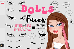 Procreate Doll Faces Stamps Eye Lips