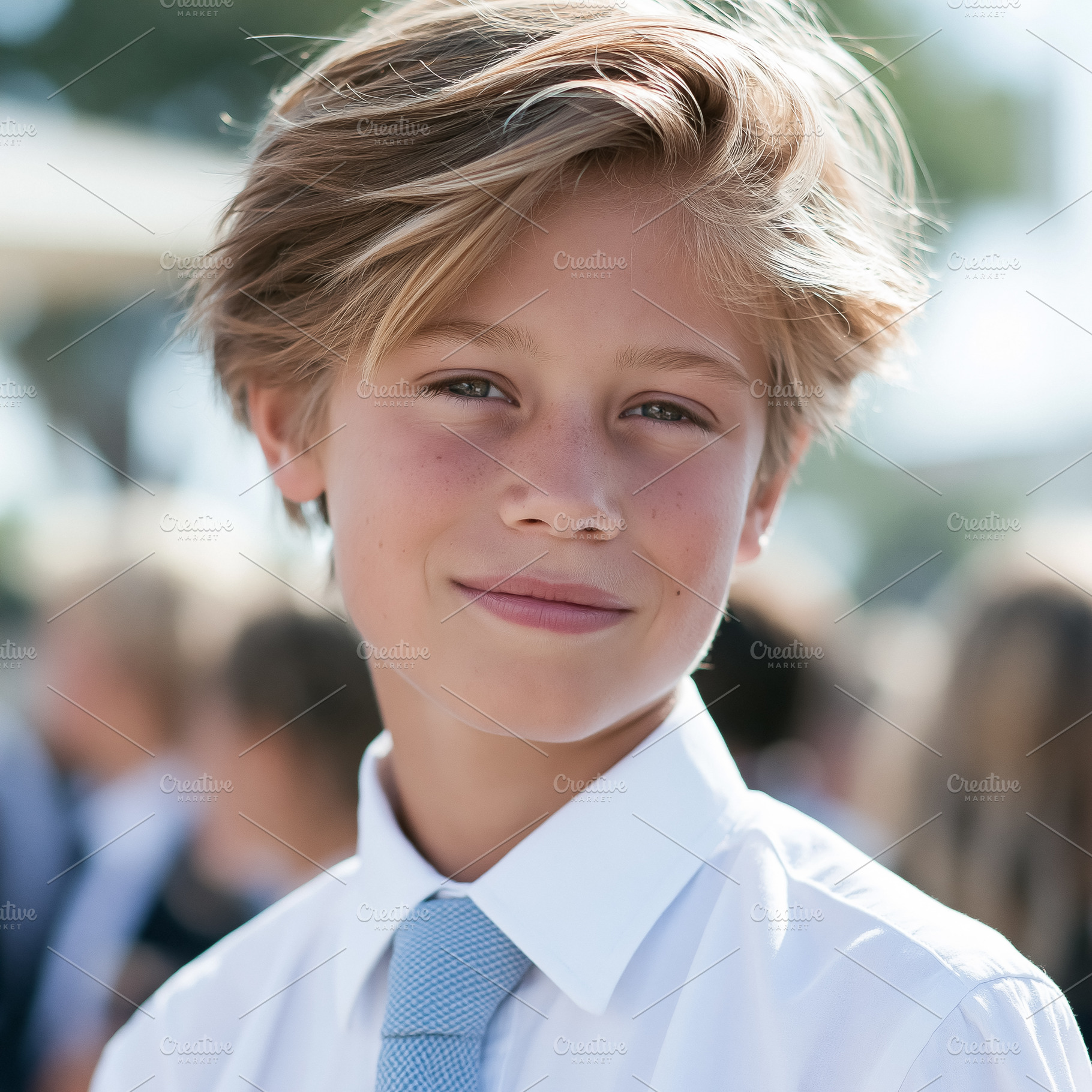Young boy smiling with innocence, looking at camera in formal we, a Person Photo by Studio ANNA
