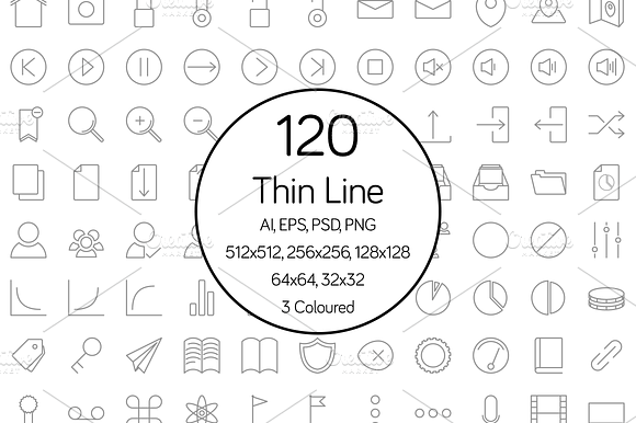 Thin Line Icon Set preview 4