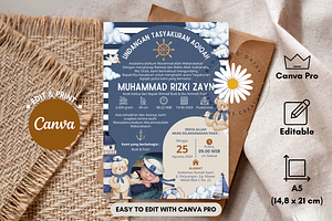 Editable Sailor Bear Invitation Card, an Invitation Template by Blooming Daisy