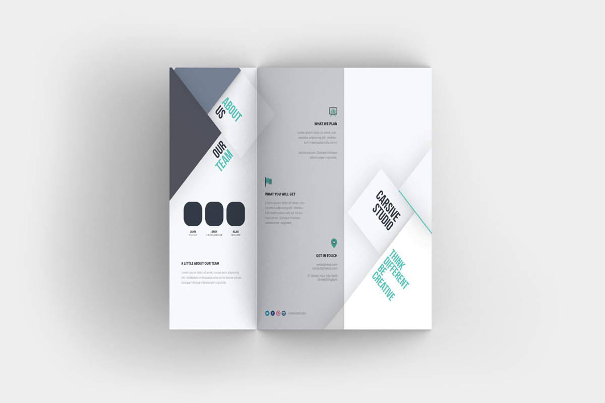 Trifold Brochure Mock-Up, a Print Template by RgraphicsDesign