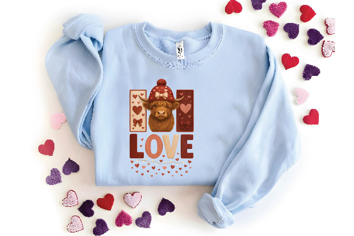 Crochet Highland Cow Valentine PNG, an Illustration by DreamPrint404 (Photo 6 of 8)