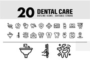 20 Dental Care symbol, an Outline Icon by khalwa.studio (Thumbnail 1 of 3)