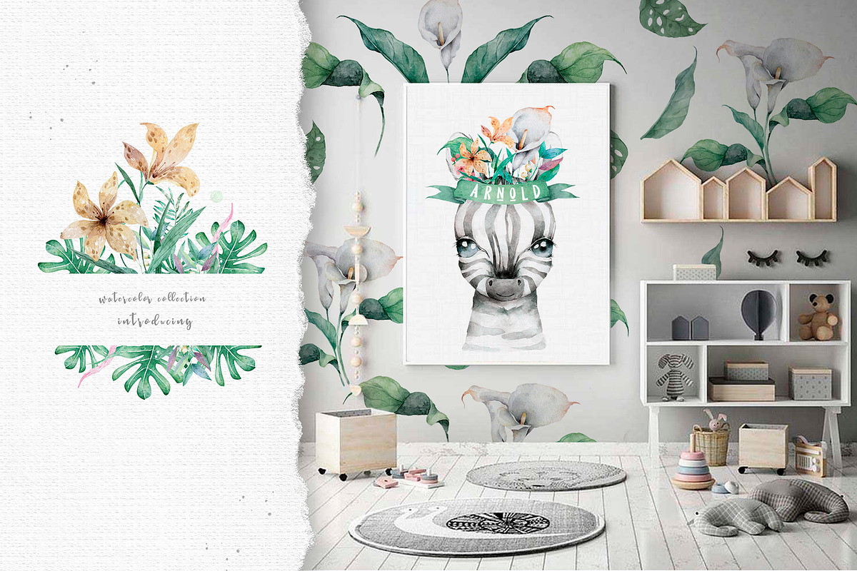 Cute Zebras Watercolor Jungle, an Animal Illustration by Ann Art Houze (Photo 10 of 13)