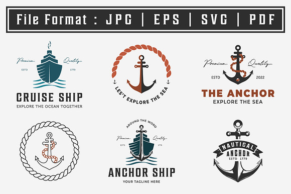 Set Bundle Anchor Ship Logo Icon preview 2