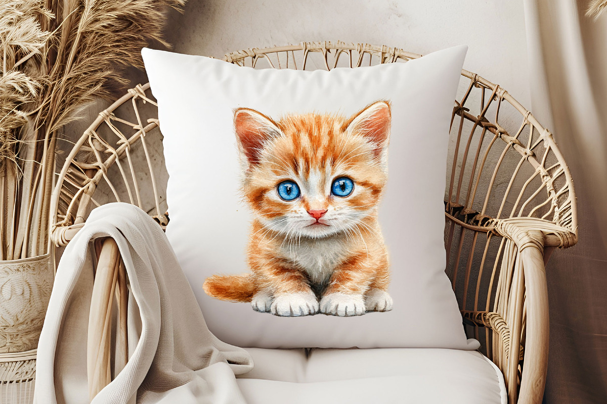 Watercolor Cat Clipart PNG, an Illustration by Pixels.Craft (Photo 7 of 7)