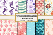 Mermaid Seamless Digital Paper, an Illustration by OK Design (Thumbnail 1 of 4)