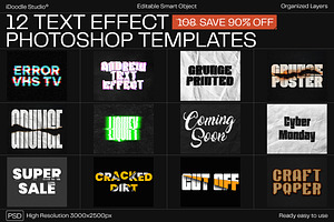 12 Text Effect Templates, a Layer Style Add-On by iDoodle Studio