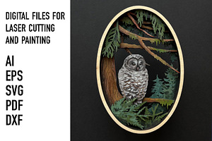 Forest Owl Layered SVG Cut File
