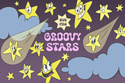 Groovy star characters, an Illustration by Anastasiya Klempach (Thumbnail 1 of 4)