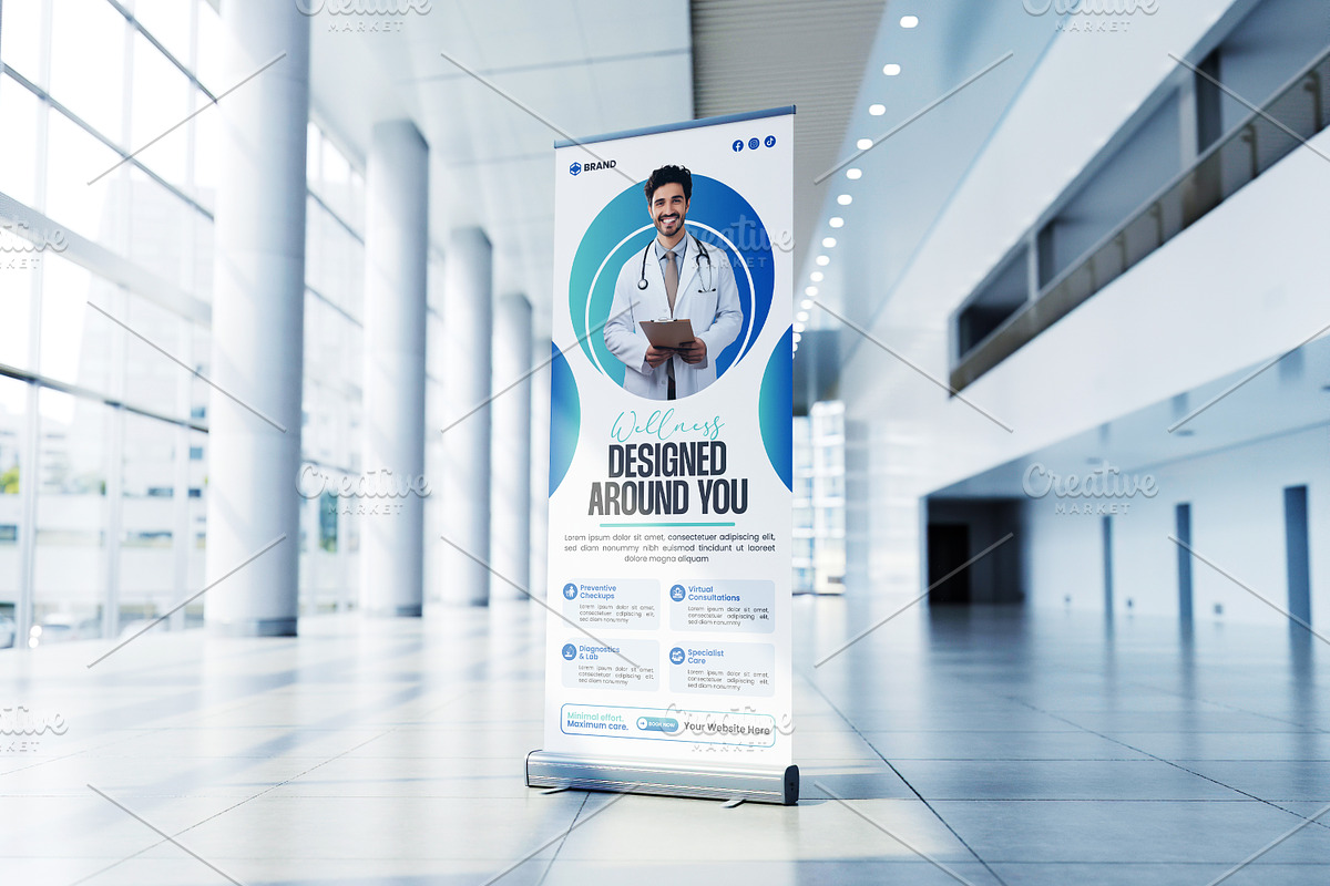 Medical & Healthcare Roll-Up Banner, a Poster Template by vectorlnk (Photo 2 of 5)