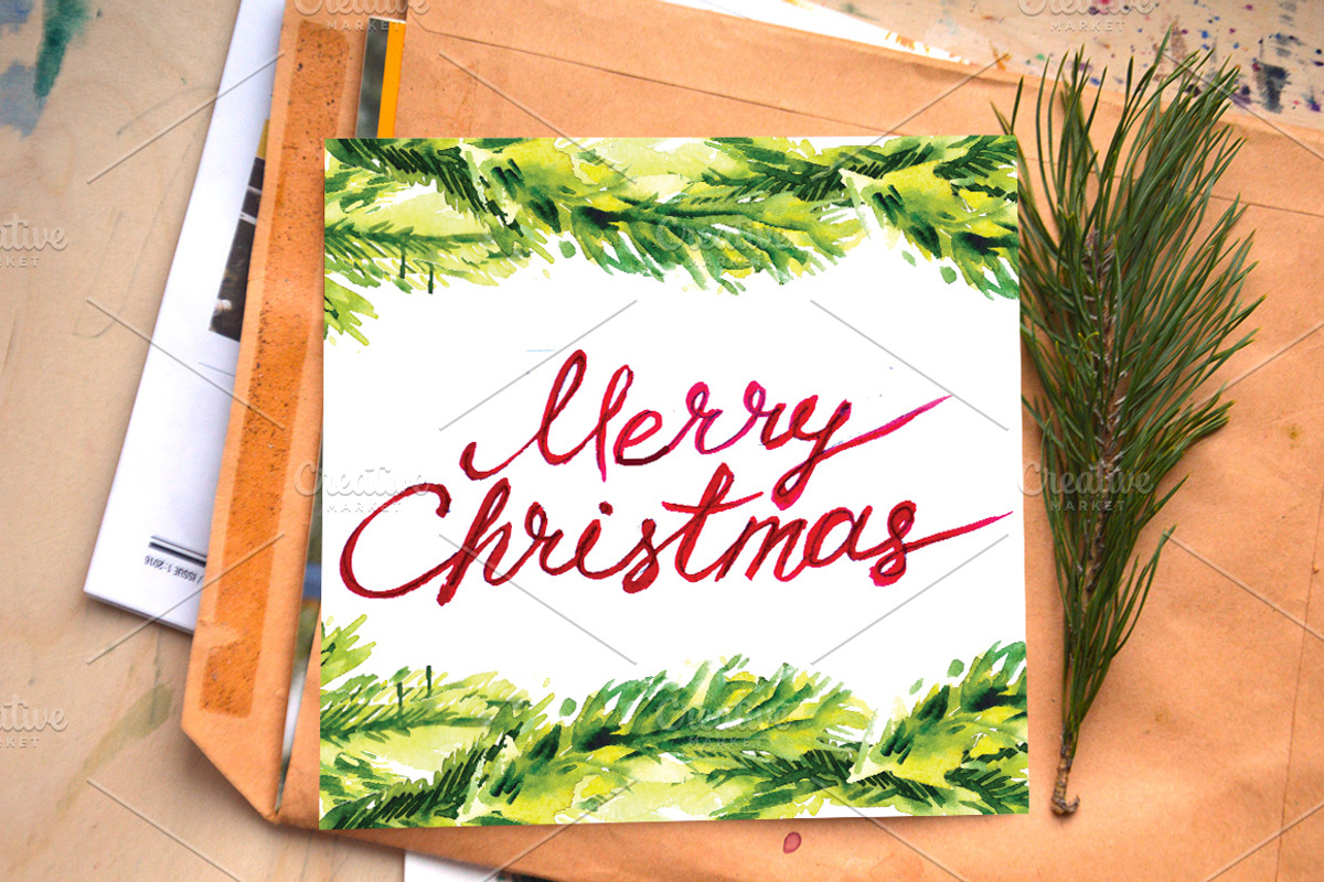 Watercolor Christmas decorations, a Decorative Illustration by Olesya Morokhovets (Photo 6 of 10)