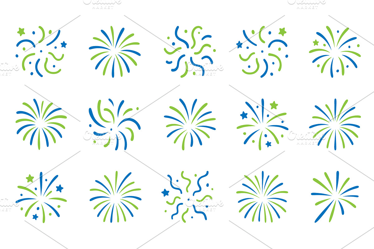 Blue and green firework icon, an Object Illustration by GraphiShop