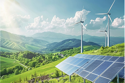 concept of sustainable power - solar, an Industrial Photo by Neirfy