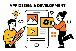 Vector illustration showcasing app, a Technology Illustration by ZinetroN
