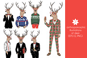 Christmas anthropomorphic deer, an Animal Illustration by @olga.angelloz (Thumbnail 2 of 3)