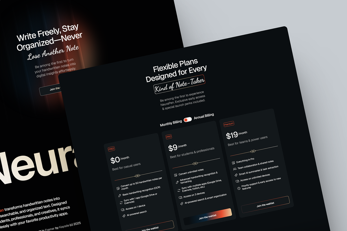 Neurapen - A SaaS Framer Template, a Landing Page Template by Kayode Sasona (Photo 3 of 4)