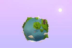 Cartoon Low Poly Earth Planet