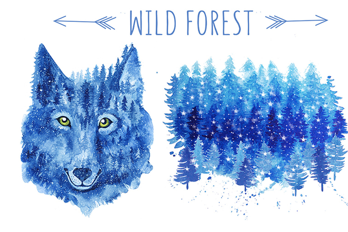 Snowy wild forest and wolf., an Animal Illustration by Mehendra Art (Photo 1 of 3)