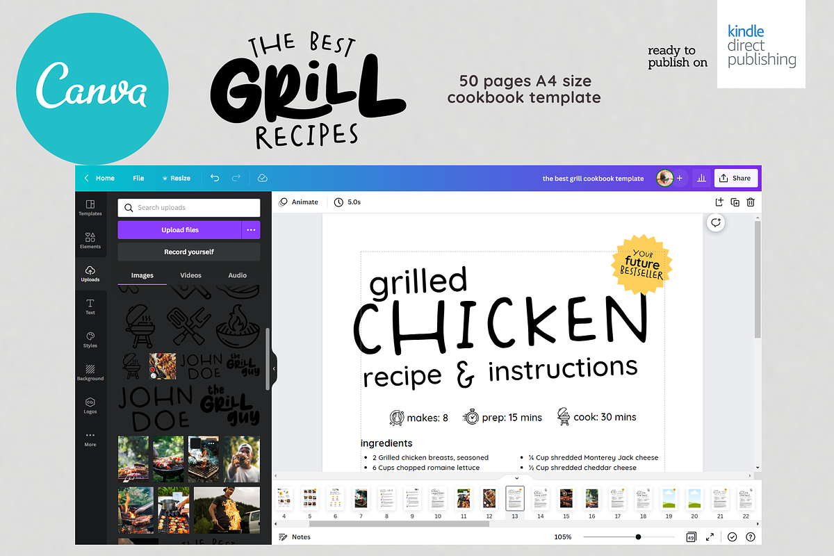 Grill Recipes Cookbook Template, a Magazine Template by DeLaGranSiete (Photo 11 of 11)