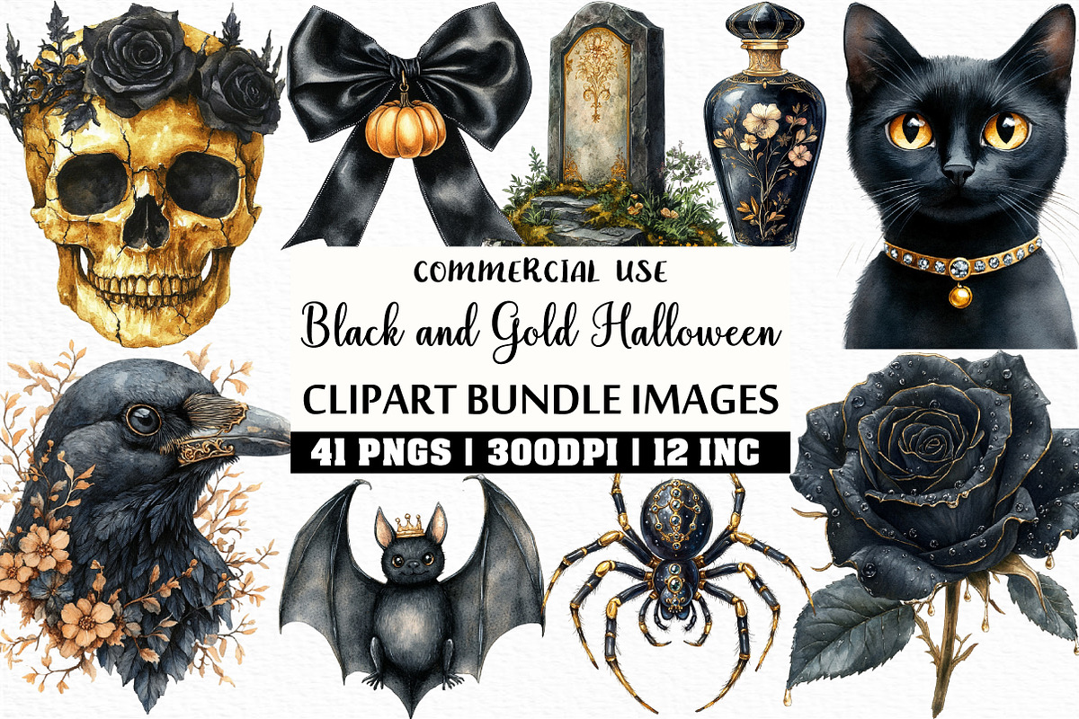 Luxury Black and Gold Halloween PNG, an Illustration by Craft Nest (Photo 1 of 6)