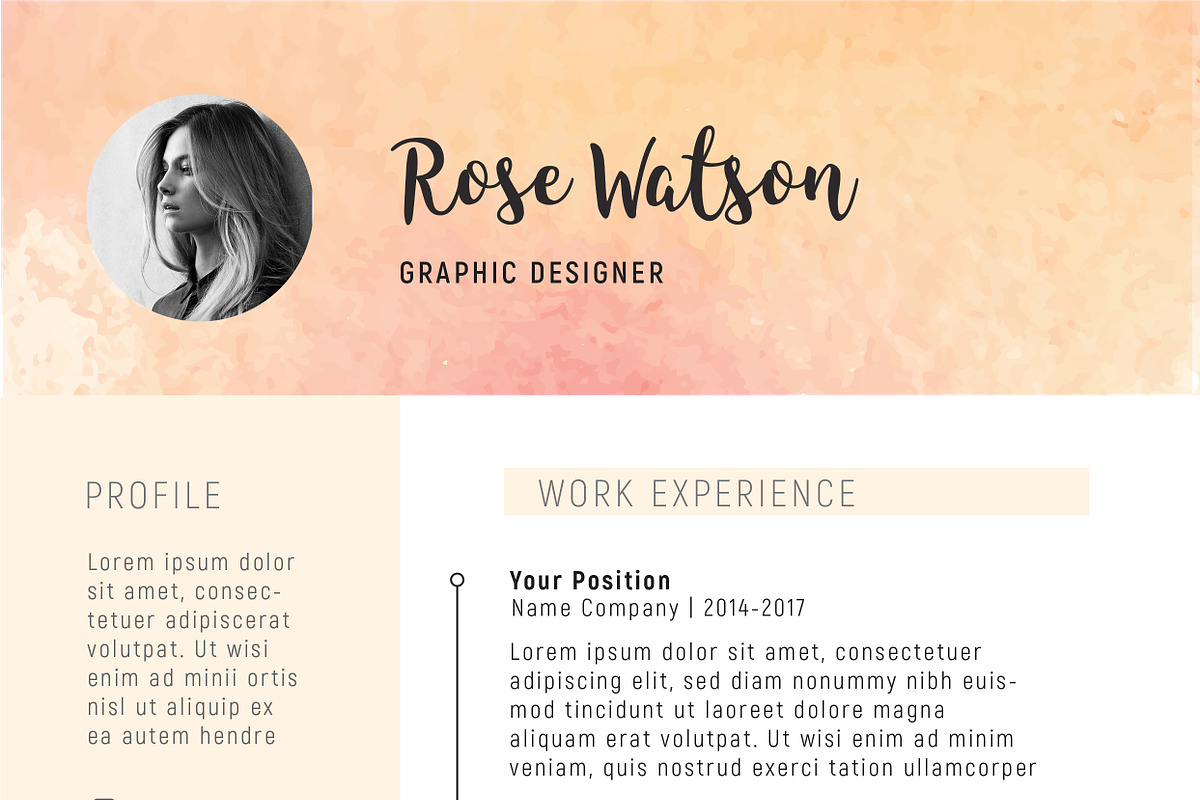 Sweet Watercolor Resume Template /G, a Resume Template by Showy68 Template (Photo 2 of 7)