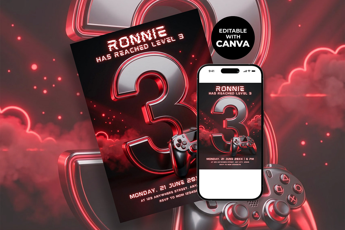 3rd Birthday Canva Invitation, an Invitation Template by M9 Design (Photo 2 of 4)