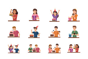 Birthday Celebration Characters Set, a Templates & Theme by studiogstock