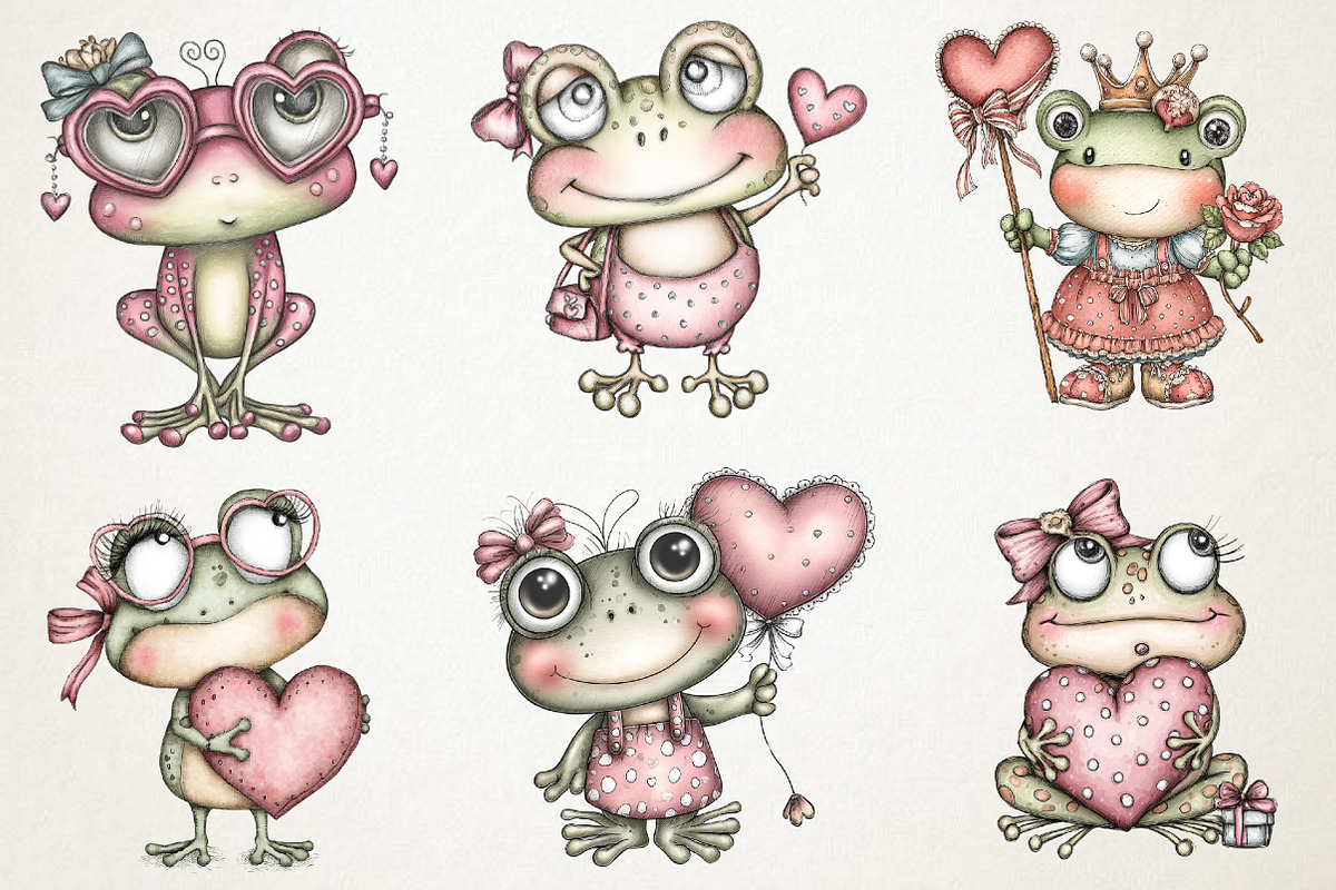 Cute Frog Love Day Clipart, an Illustration by RobertsArt (Photo 3 of 7)