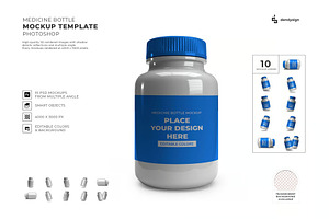 Medicine Bottle Mockup Template Set, a Packaging Mockup by DesignRushMarket
