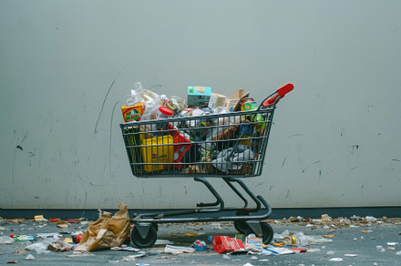 A Shopping Cart Full of Garbage on t, a Photo by Iftikhar Alam