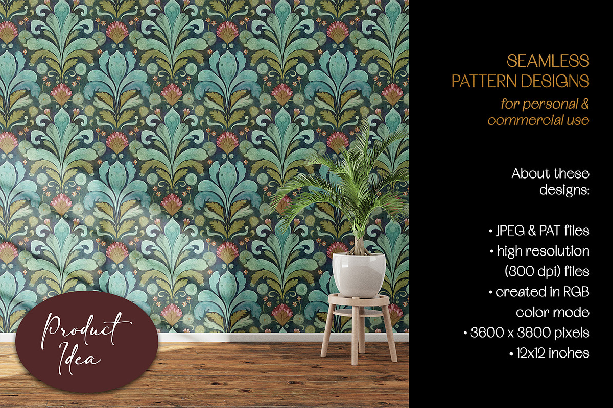 Damask Horses Seamless Patterns, a Pattern Graphic by The Dutch Lady Designs (Photo 8 of 9)