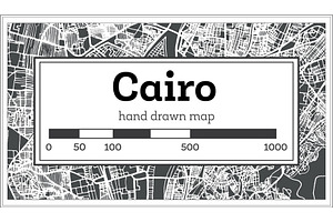 Cairo Egypt City Map In Retro Style.